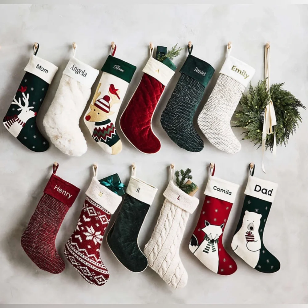 Crate & Barrel Arctic Ivory Textured Faux Fur Christmas Stocking